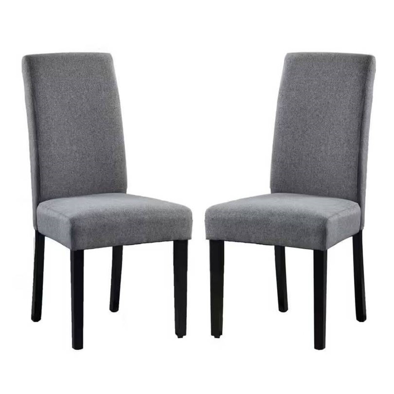 Set of 2 Modern Armless High Back Dining Chairs with Cushioned Seat with Wood Legs